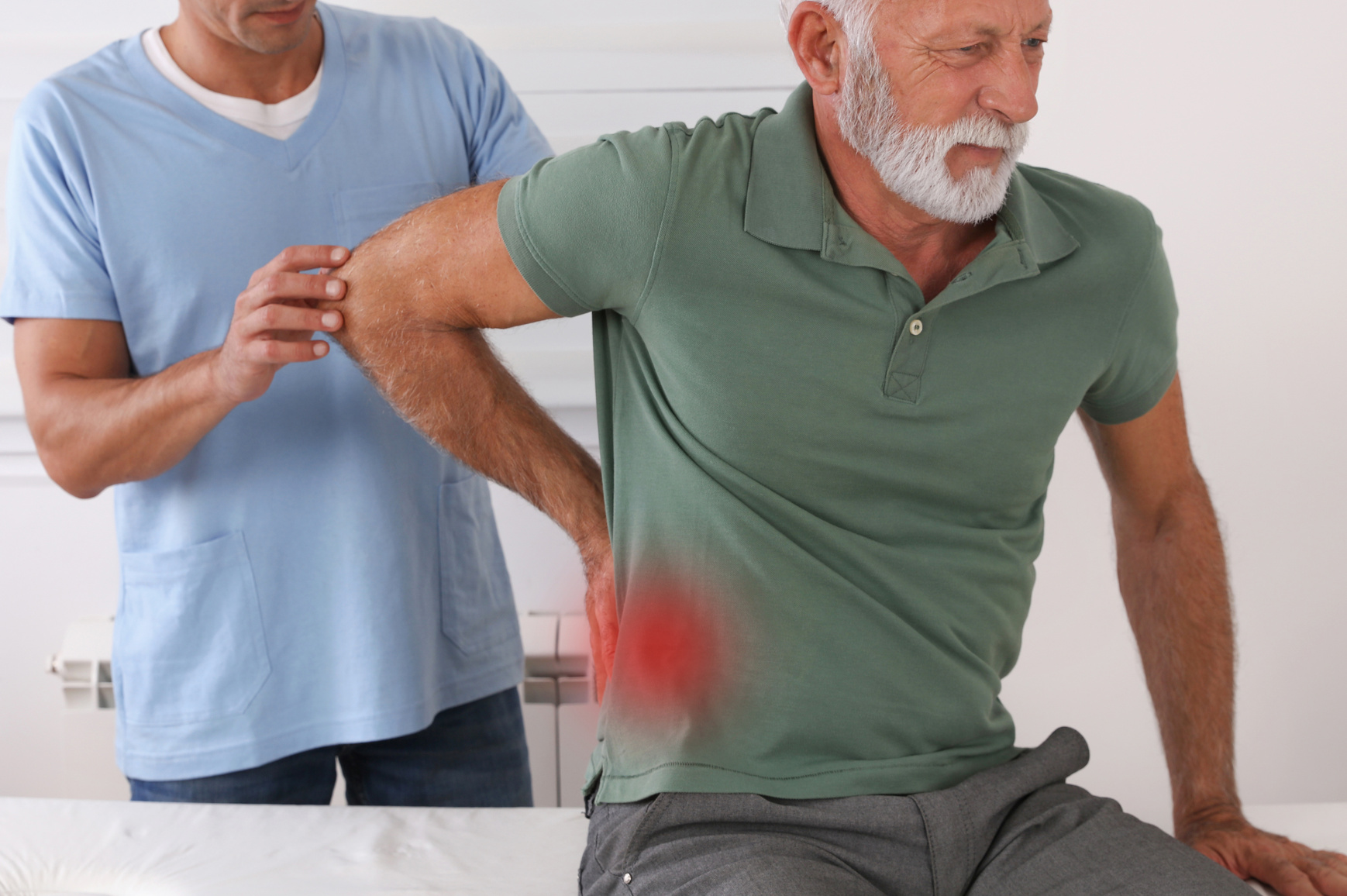 Senior man with Kidneys pain, urolithiasis disease